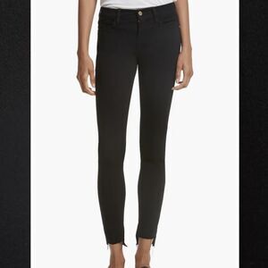FRAME Le Skinny de Jeanne Raw Stagger Hem Jeans Black Size 27